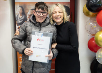 AJ McCabe with teacher Clare Carry