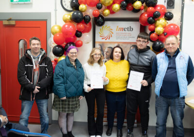 LCA students Alice Troy and Luke Russell who both received the joint highest LCA results in the country Pictured with their parents