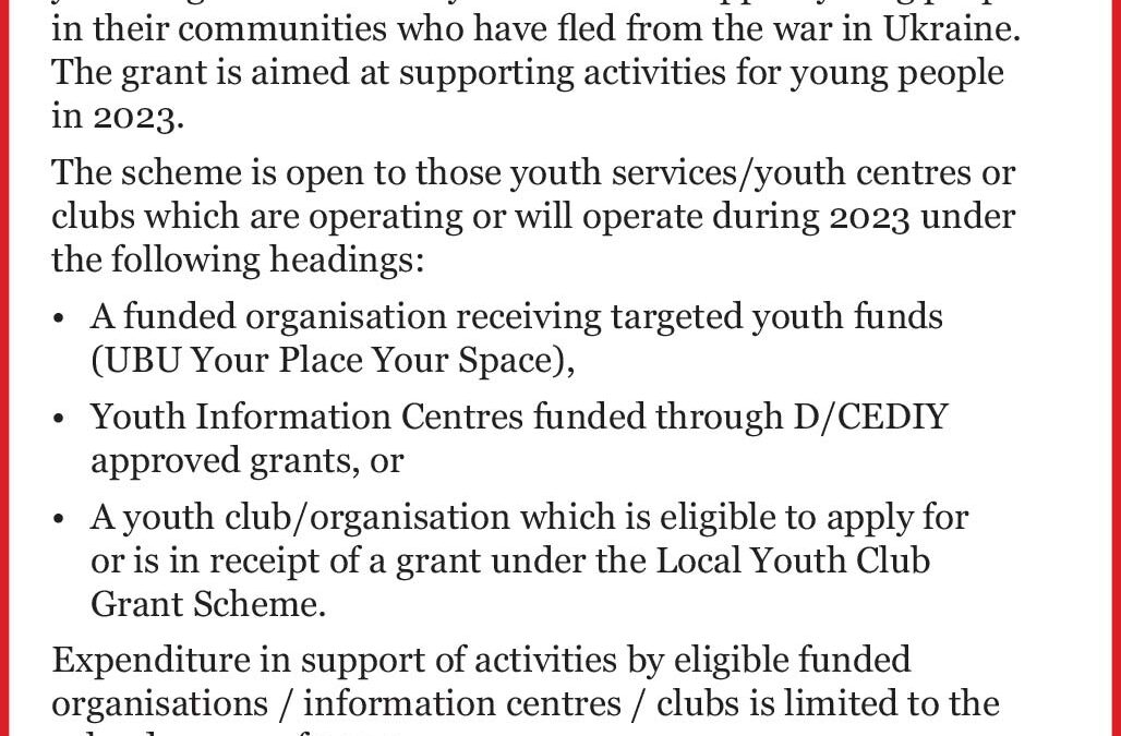 2023 Integration Grant Supports to Ukraine (Migrant) Young People