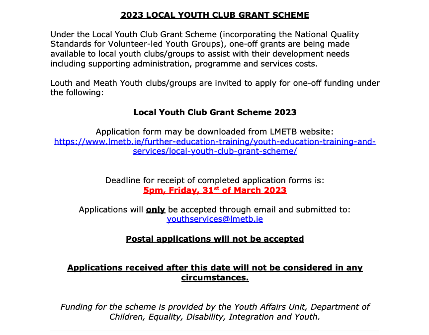 Local Youth Club Grant Scheme 2023 Launched